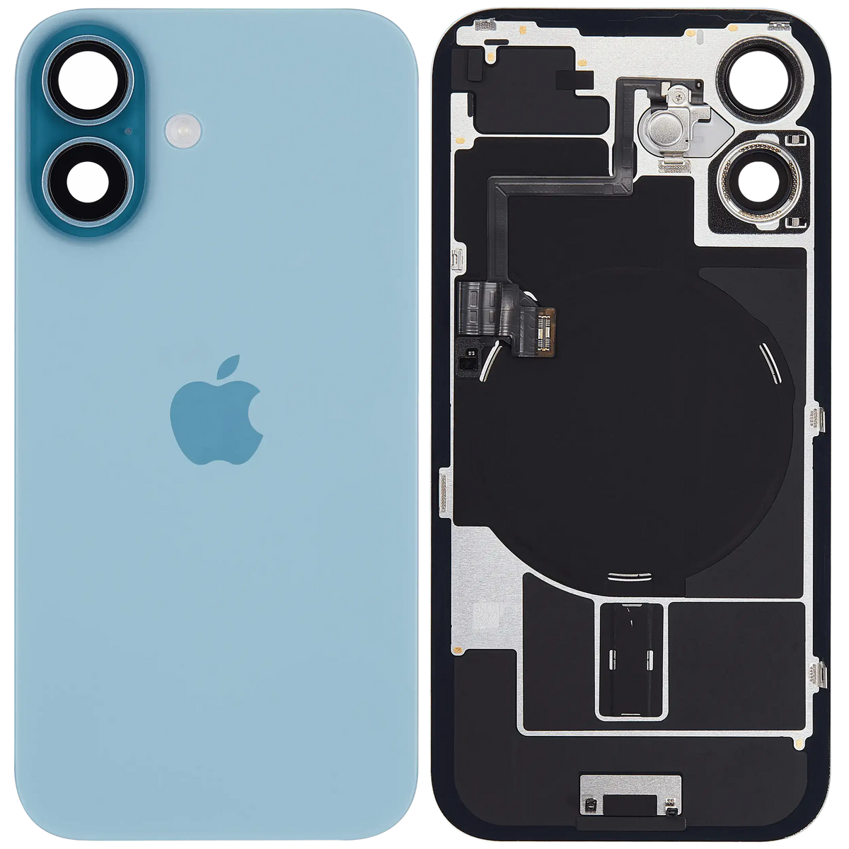 Back Glass With Mag Safe Magnet & Nfc & Flashlight Flex For I Phone 16 (Genuine Oem) (Uk / Eu Version) (Teal)