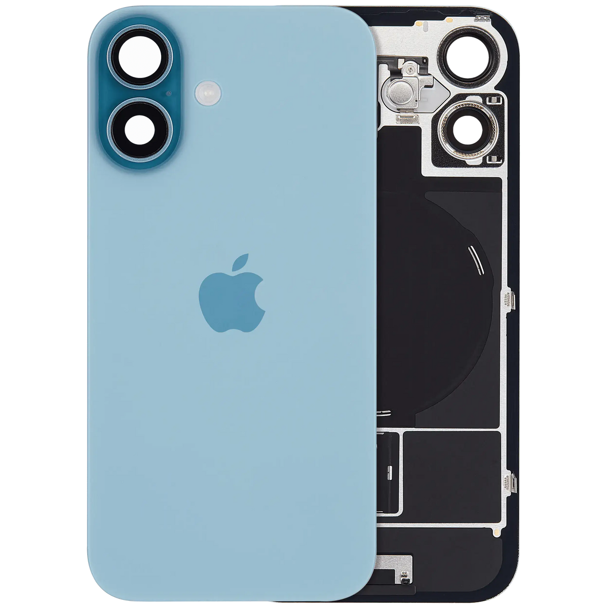Back Glass With Mag Safe Magnet & Nfc & Flashlight Flex For I Phone 16 (Genuine Oem) (Uk / Eu Version) (Teal)