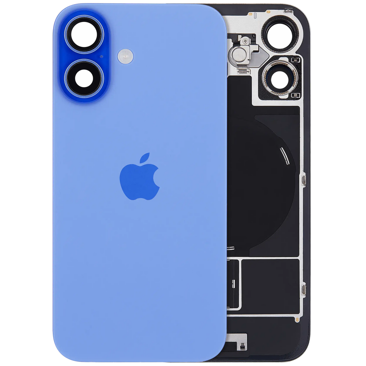 Back Glass With Mag Safe Magnet & Nfc & Flashlight Flex For I Phone 16 (Genuine Oem) (Uk / Eu Version) (Ultramarine)