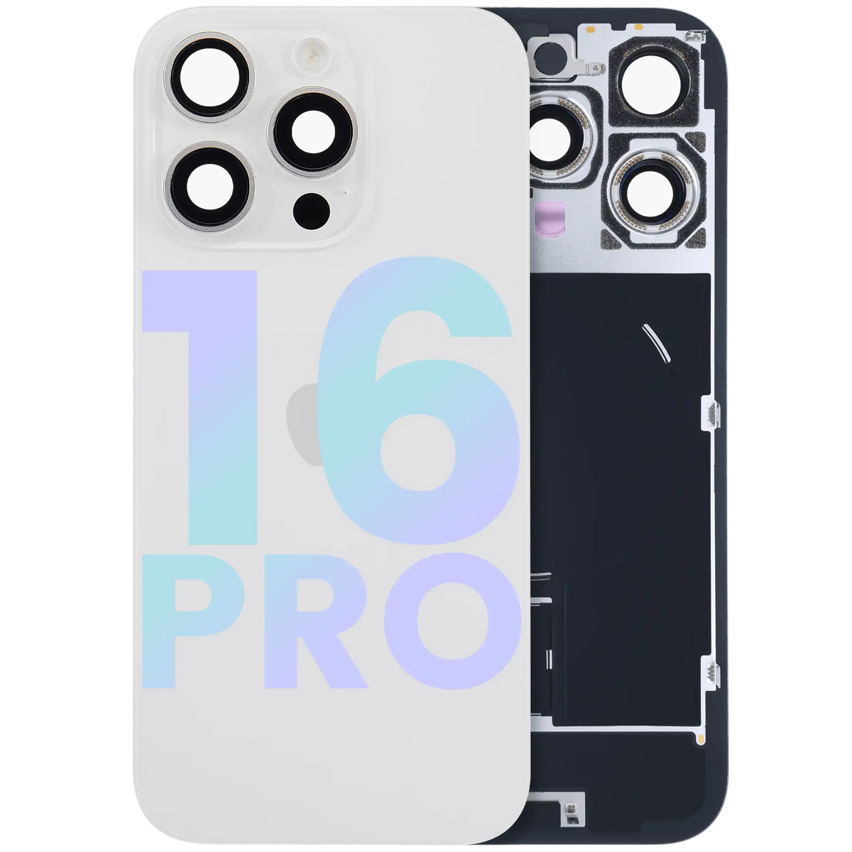 Back Glass With Mag Safe Magnet & Nfc & Flashlight Flex For I Phone 16 Pro (Genuine Oem) (White Titanium)