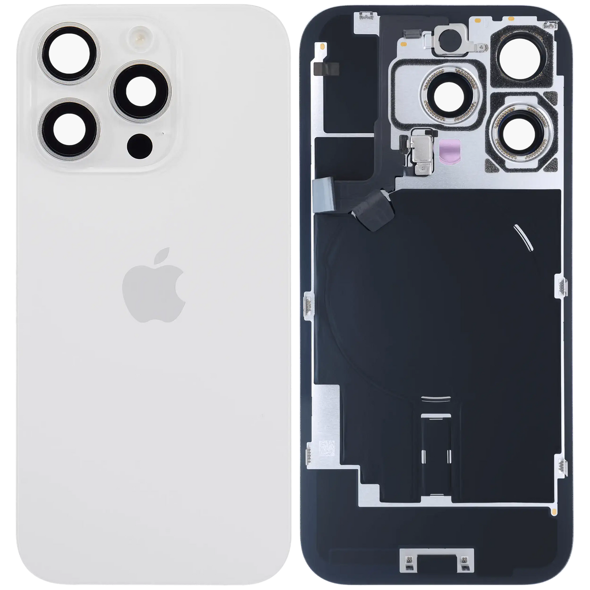 Back Glass With Mag Safe Magnet & Nfc & Flashlight Flex For I Phone 16 Pro (Genuine Oem) (White Titanium)