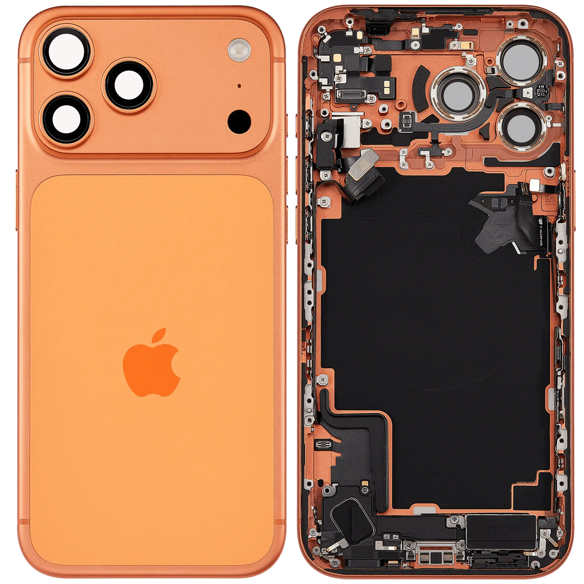 Back Housing W/ Charging Port Flex & Small Parts Compatible For I Phone 17 Pro Max (Eu / Global Version) (Used Oem Pull: Grade A) (Cosmic Orange)