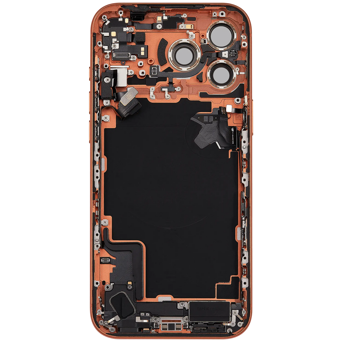 Back Housing W/ Charging Port Flex & Small Parts Compatible For I Phone 17 Pro Max (Eu / Global Version) (Used Oem Pull: Grade A) (Cosmic Orange)