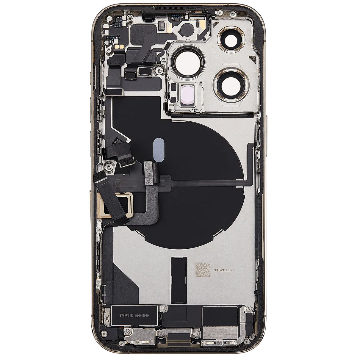 Back Housing W/ Charging Port Flex & Small Parts For I Phone 14 Pro (Eu / Global Version) (Used Oem Pull: Grade A) (Gold)