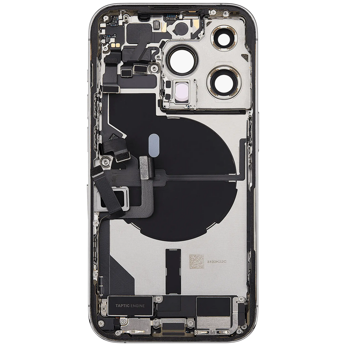 Back Housing W/ Charging Port Flex & Small Parts For I Phone 14 Pro (Eu / Global Version) (Used Oem Pull: Grade B) (Silver)
