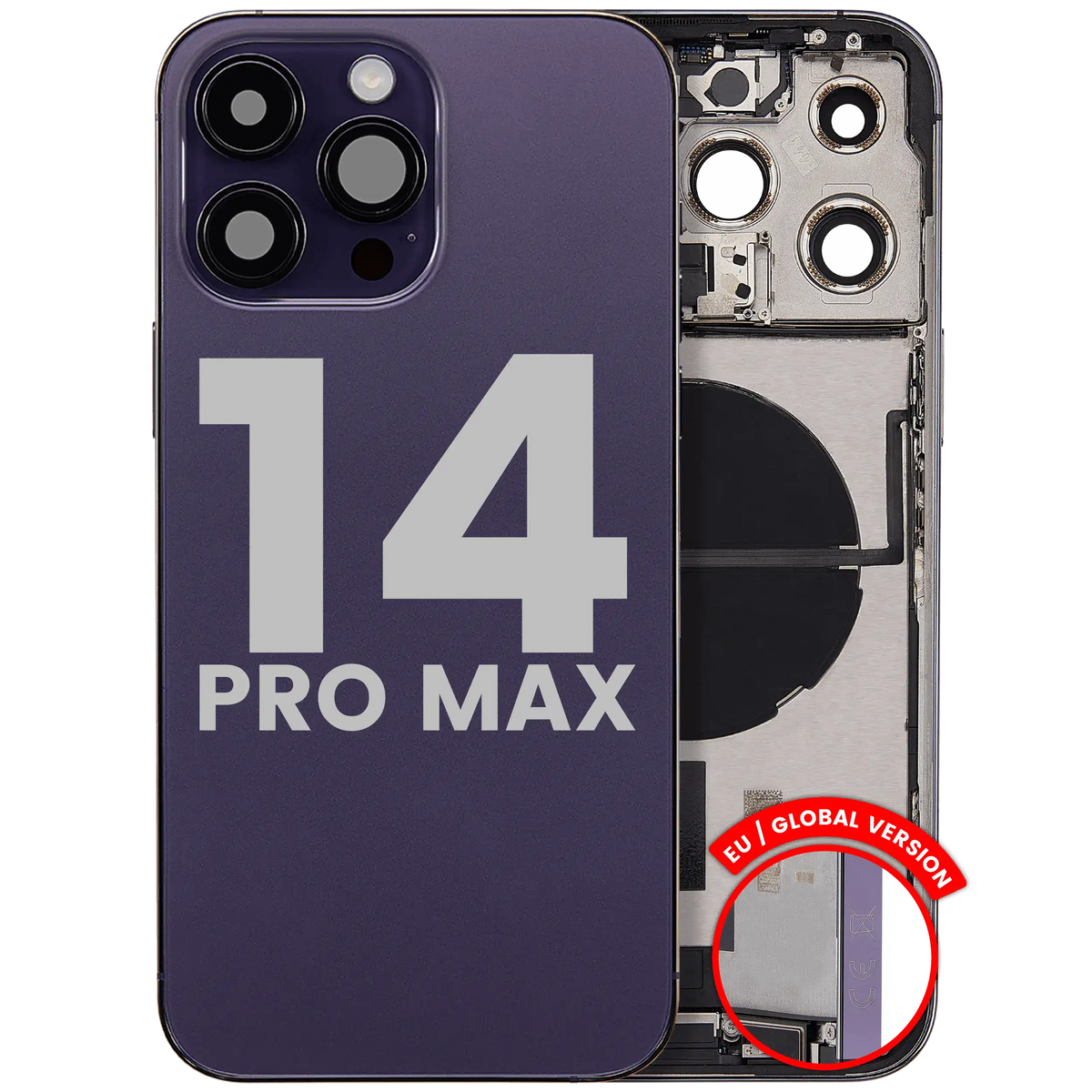 Back Housing W/ Charging Port Flex & Small Parts For I Phone 14 Pro Max (Eu / Global Version) (Used Oem Pull: Grade A) (Deep Purple)