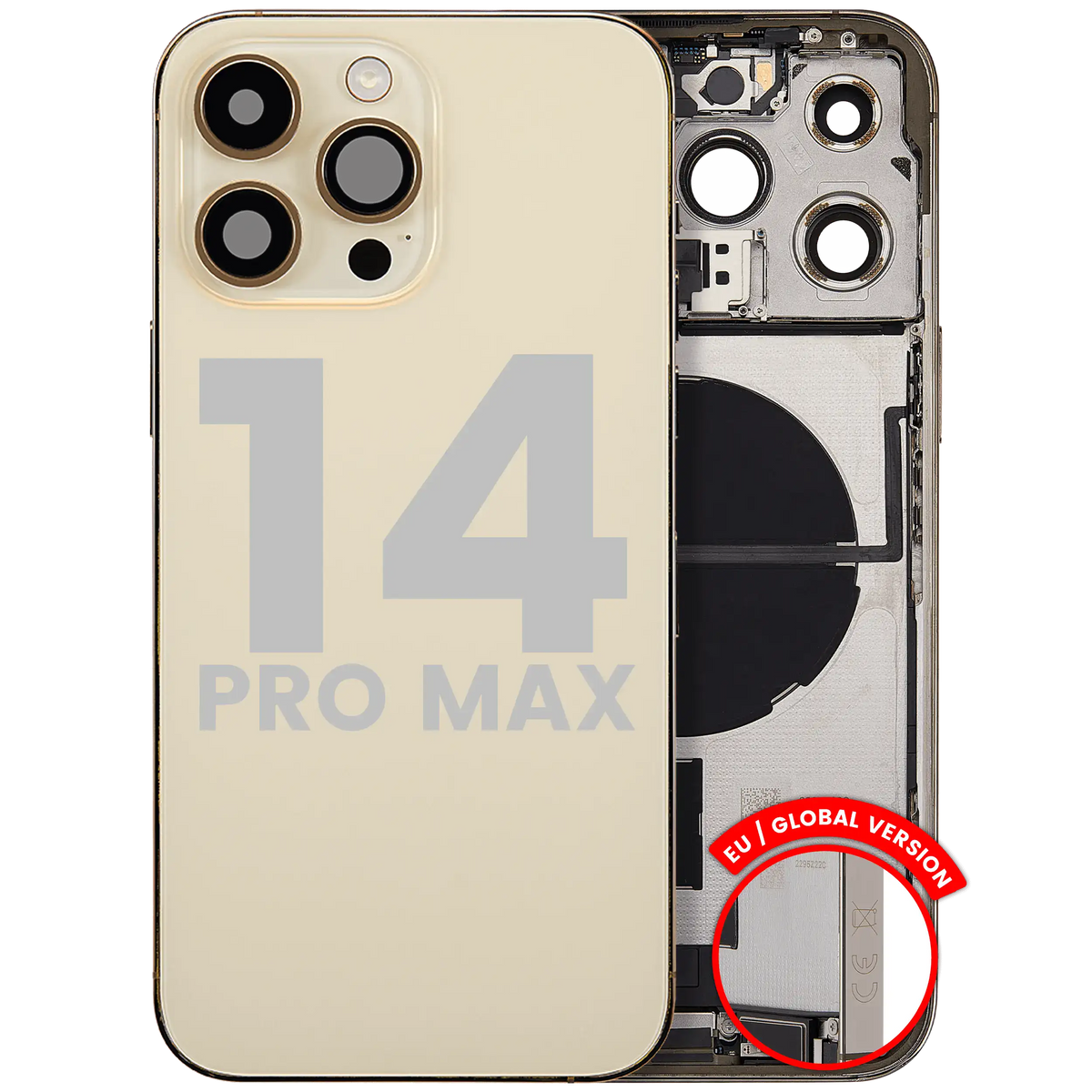 Back Housing W/ Charging Port Flex & Small Parts For I Phone 14 Pro Max (Eu / Global Version) (Used Oem Pull: Grade A) (Gold)