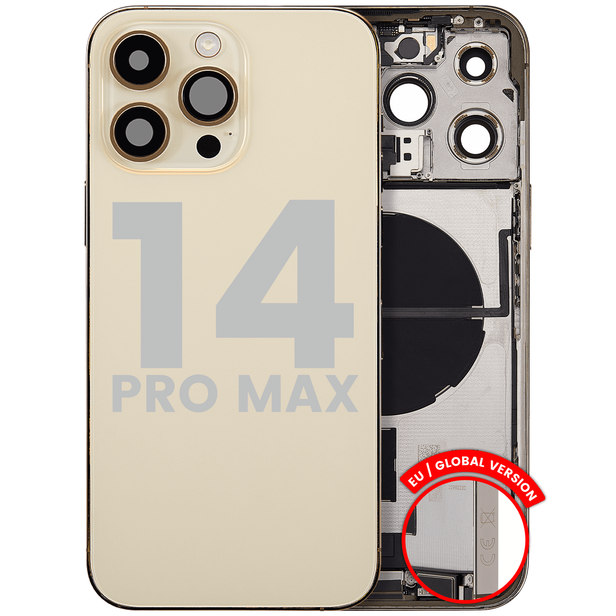 Back Housing W/ Charging Port Flex & Small Parts For I Phone 14 Pro Max (Eu / Global Version) (Used Oem Pull: Grade B) (Gold)
