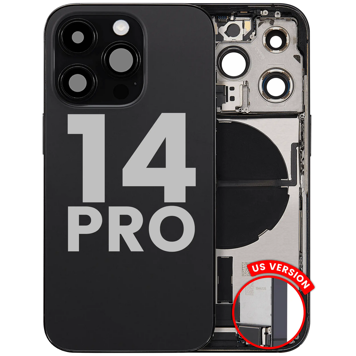 Back Housing W/ Charging Port Flex & Small Parts For I Phone 14 Pro (Us Version) (Used Oem Pull: Grade B) (Space Black)