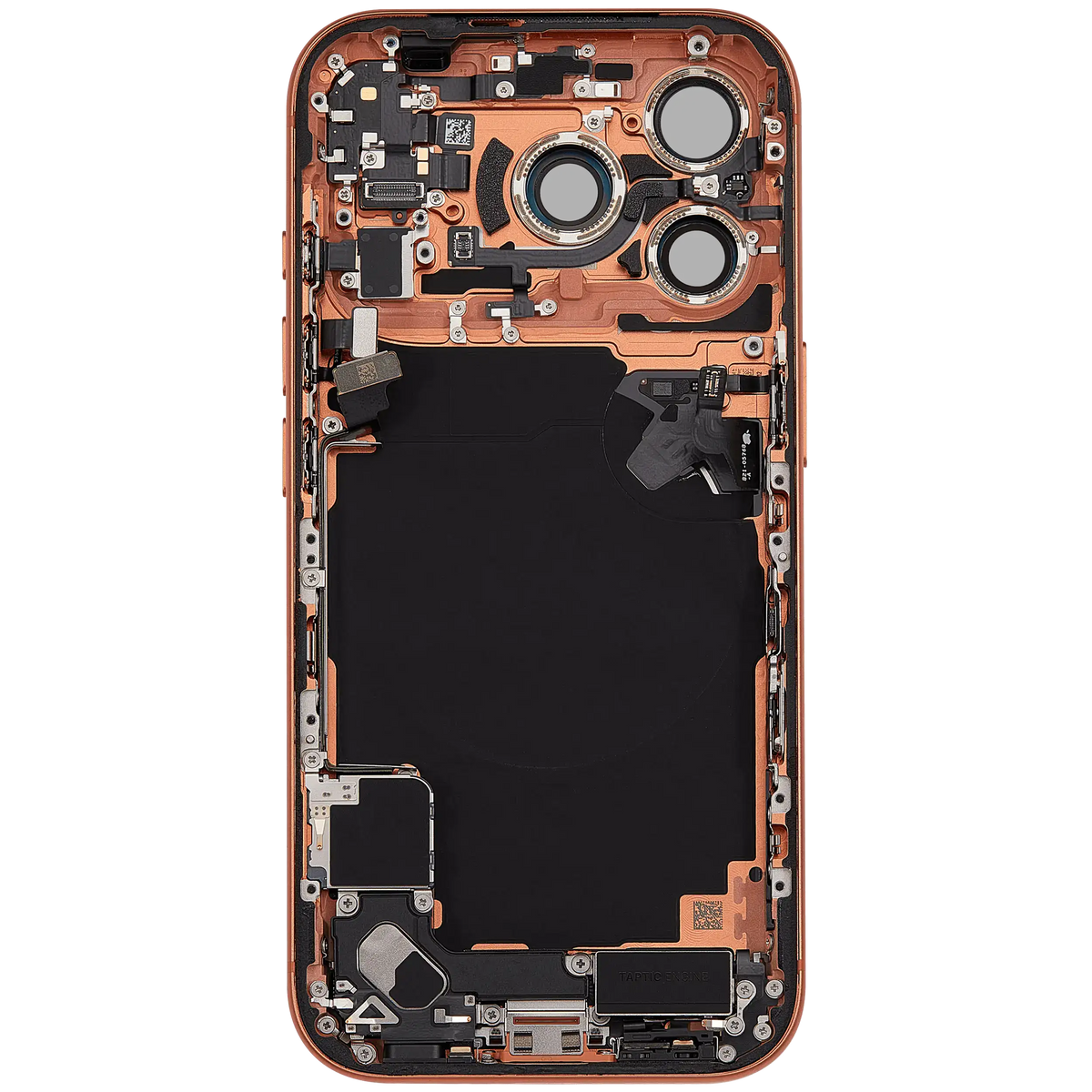 Back Housing W/ Charging Port Flex & Small Parts For I Phone 17 Pro (Eu / Global Version) (Used Oem Pull: Grade B) (Cosmic Orange)