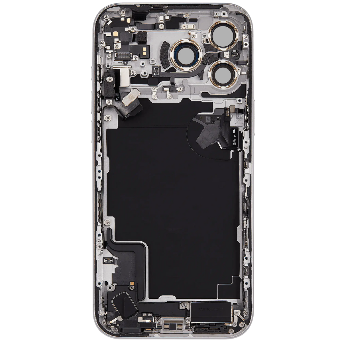 Back Housing W/ Charging Port Flex & Small Parts For I Phone 17 Pro Max (Eu / Global Version) (Used Oem Pull: Grade C) (Silver)