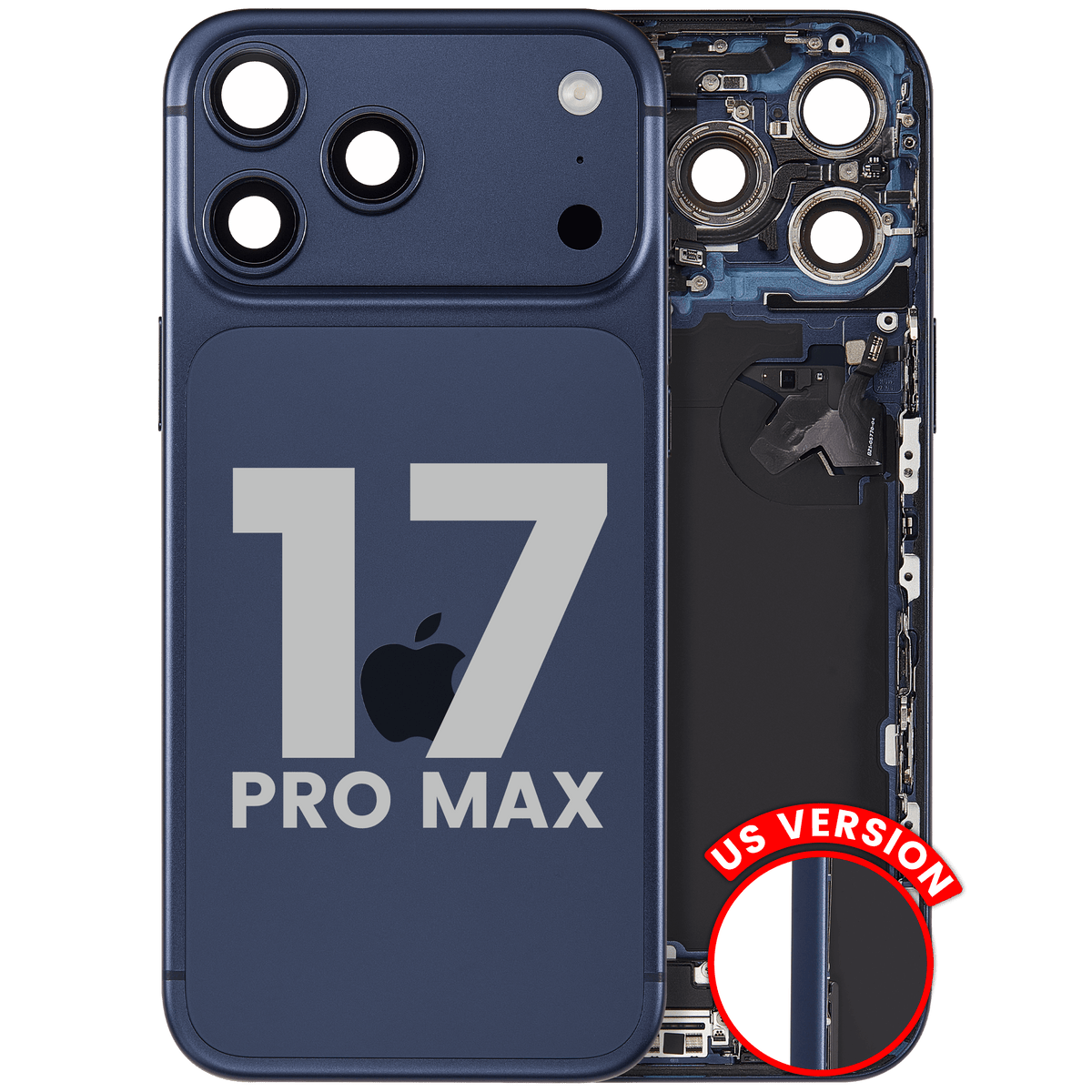 Back Housing W/ Charging Port Flex & Small Parts For I Phone 17 Pro Max (Us Version) (Used Oem Pull: Grade B) (Deep Blue)