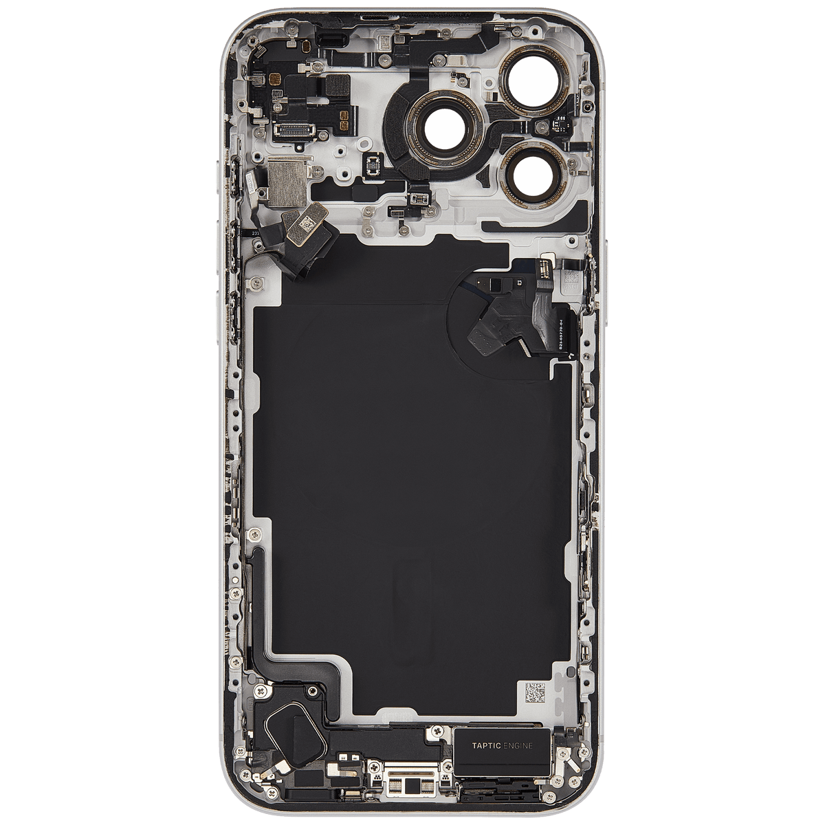 Back Housing W/ Charging Port Flex & Small Parts For I Phone 17 Pro Max (Us Version) (Used Oem Pull: Grade C) (Silver)