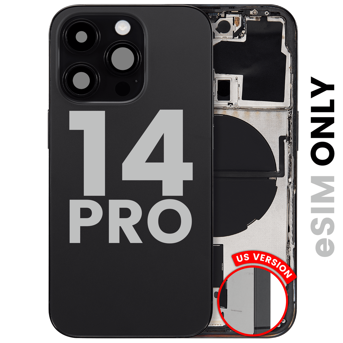 Back Housing W/ Small Parts For I Phone 14 Pro (Us Version) (Used Oem Pull: Grade B) (Space Black)