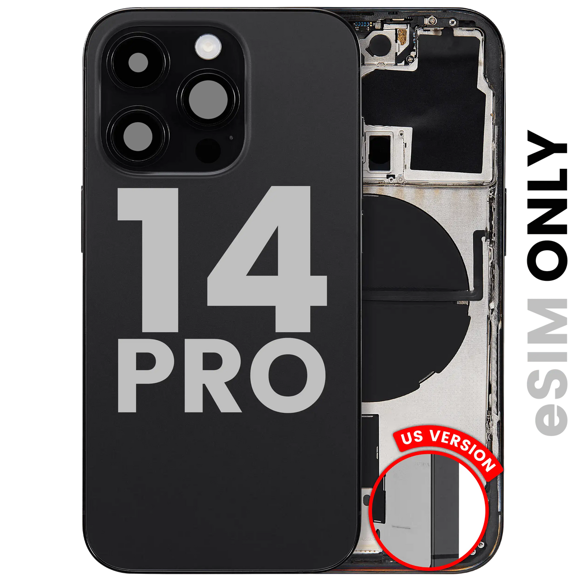 Back Housing W/ Small Parts For I Phone 14 Pro (Us Version) (Used Oem Pull: Grade C) (Space Black)