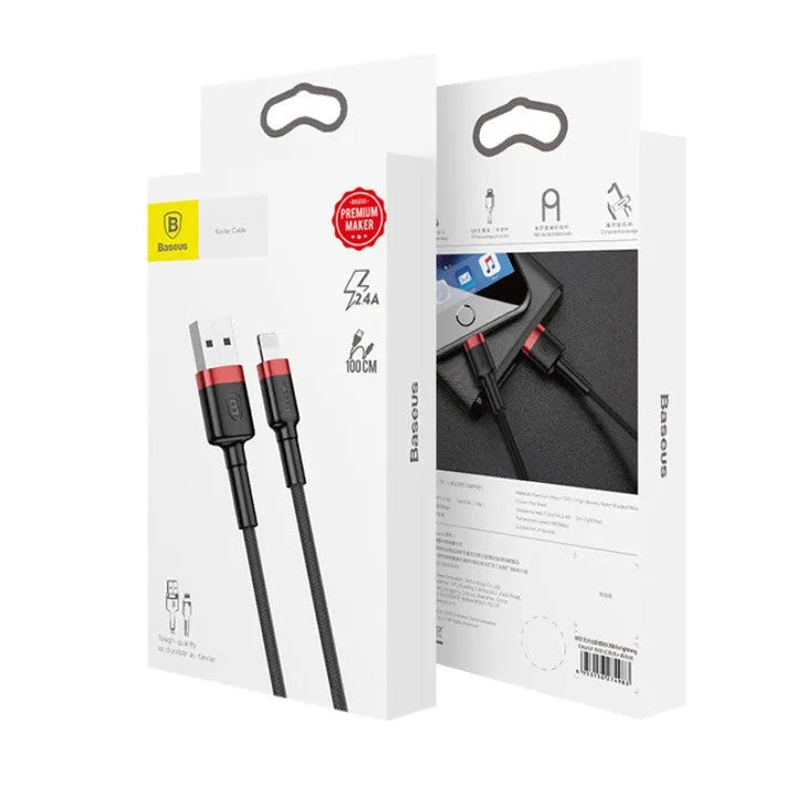 Baseus CALKLF-BV1 Cafule Nylon Braided Lightning Cable 2.4A Gold&Black 1M