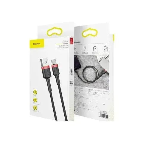 Baseus CATKLF-B91 Cafule Nylon Braided USB To Type-C 3A Cable L=1M Red / Black