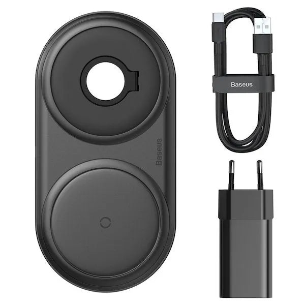 Baseus Wireless Charger Planet 2-in-1 Cable Winder QC Wireless Charging (Type-C 3A, 1m) Black WXPL-B02