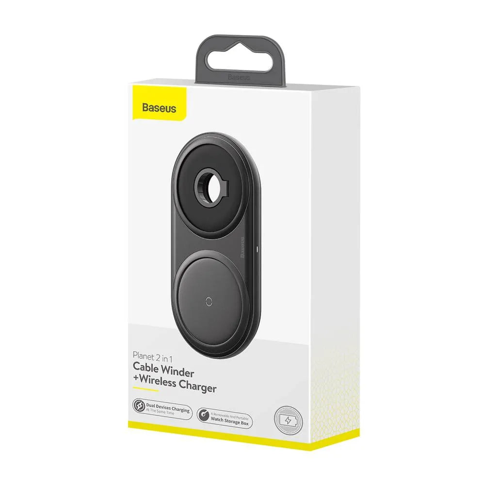 Baseus Wireless Charger Planet 2-in-1 Cable Winder QC Wireless Charging (Type-C 3A, 1m) Black WXPL-B02