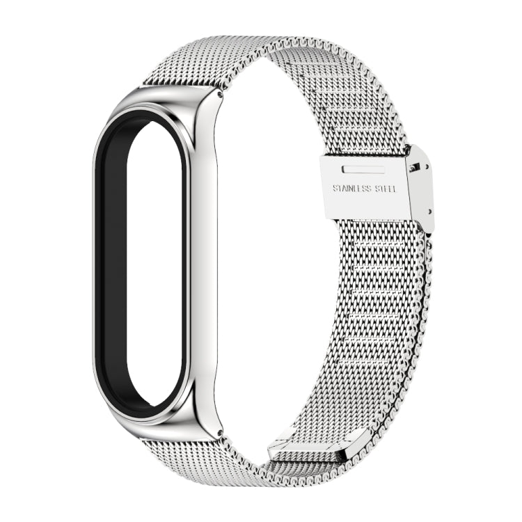 For Xiaomi Mi Band 3 / 4 / 5 / 6 Screwless Buckle Metal Watch Band Case Silver