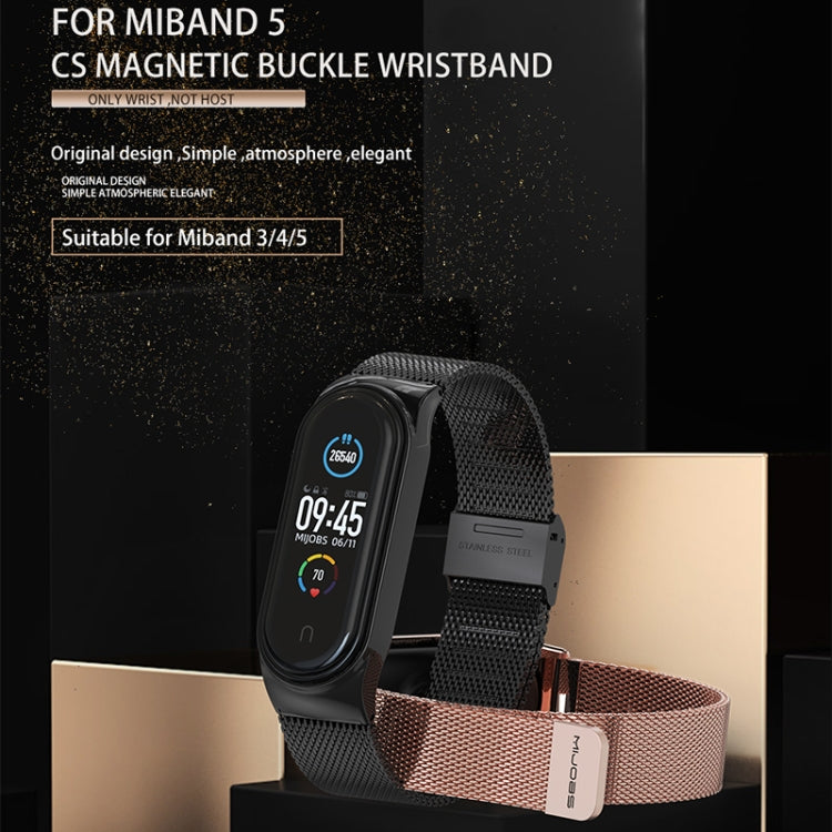 For Xiaomi Mi Band 3 / 4 / 5 / 6 Mijobs Milan CS Screwless Buckle Metal Watch Band Case Silver