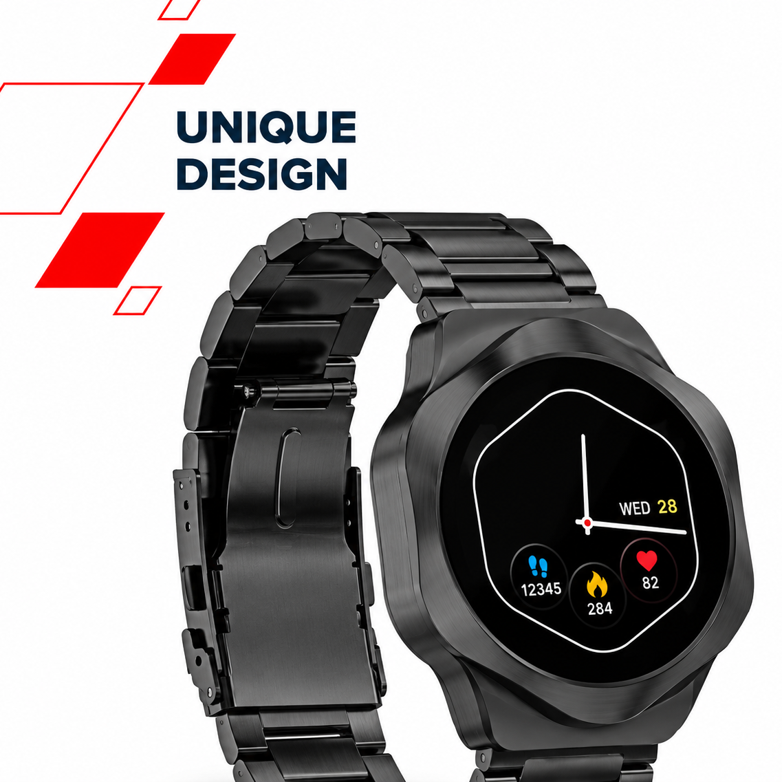 Canyon Smart Watch Hexagon 88 2 Strap / Metal / Silicon Black