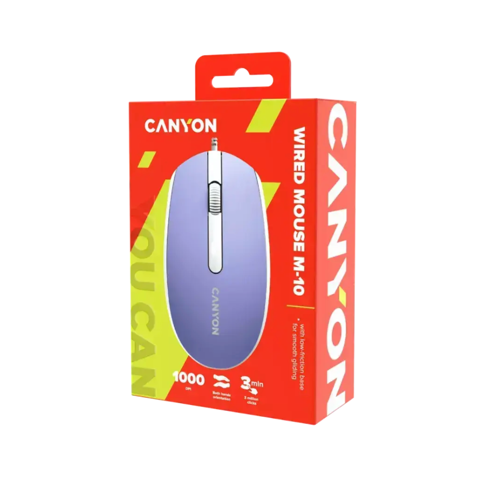 Canyon Wired Mouse With A Smooth Sliding Effect M-10 Lavender White