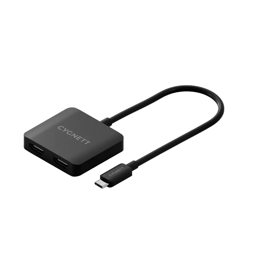 Cygnett CY5391CYHUB  2 In 1 Type-C To Dual HDMi 4K Adaptor Black