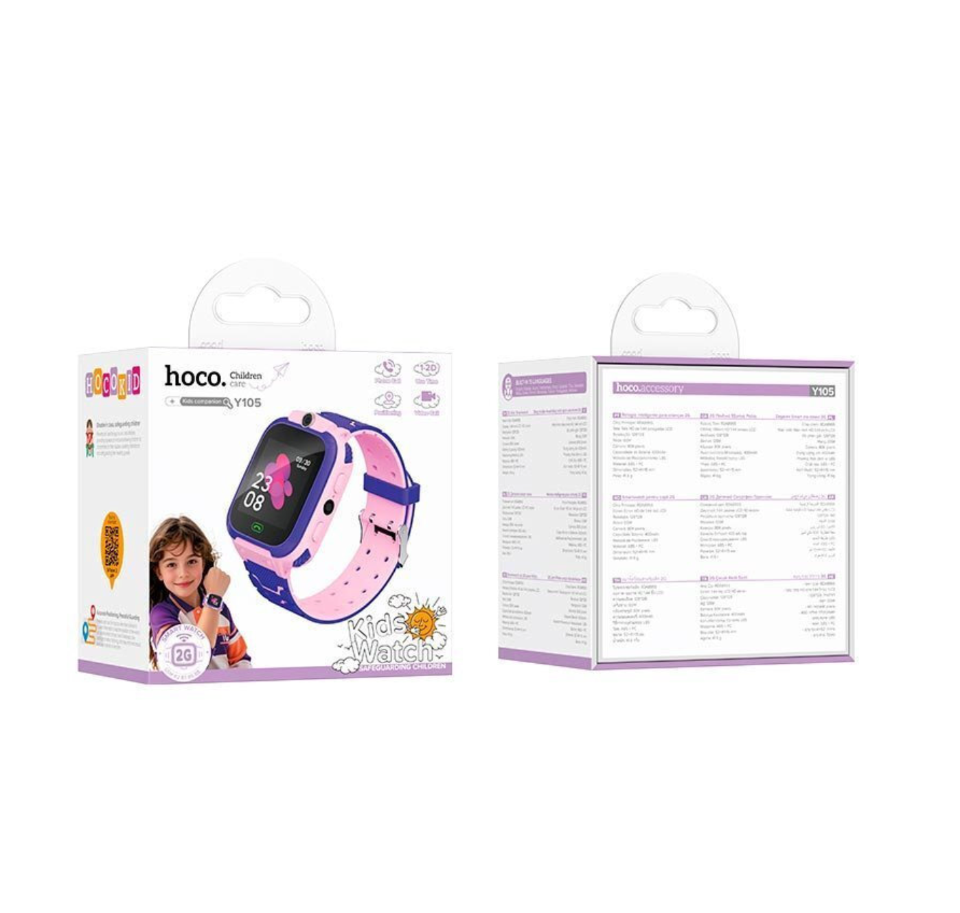 Hoco Y105 Kids Built-in GPS Phone Camera Watch Pink