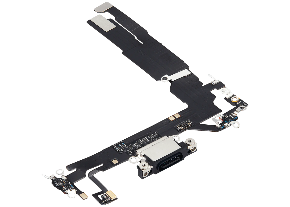 Charging Port Flex Cable For I Phone 16 (Aftermarket Plus) (Black)