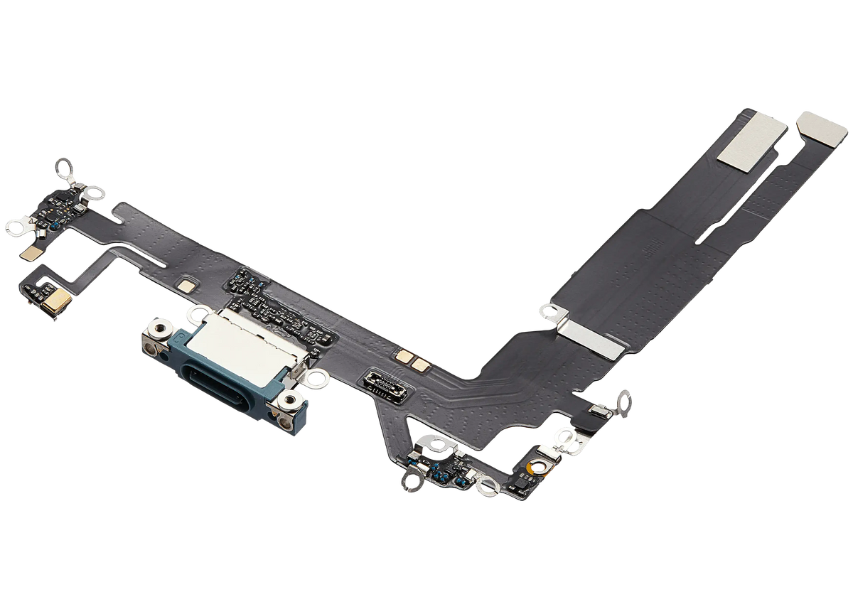 Charging Port Flex Cable For I Phone 16 (Aftermarket Plus) (Teal)