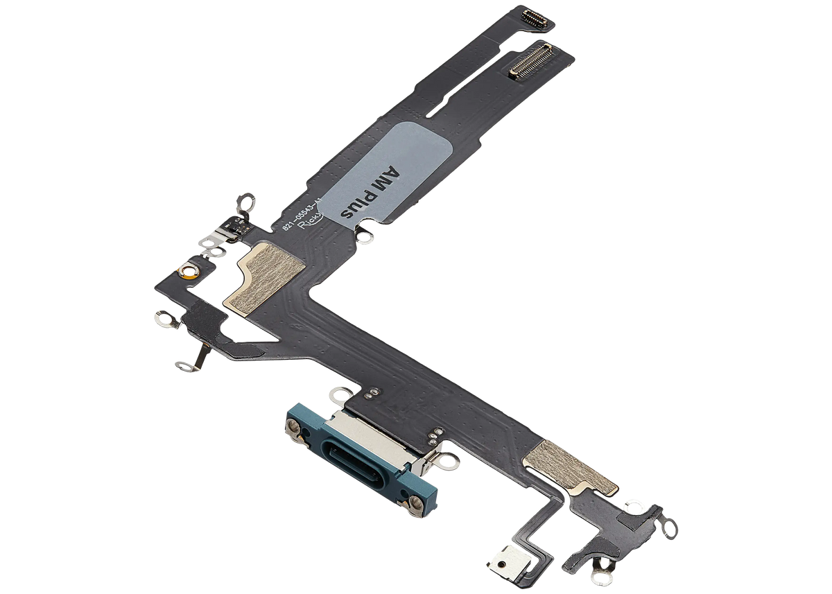 Charging Port Flex Cable For I Phone 16 (Aftermarket Plus) (Teal)
