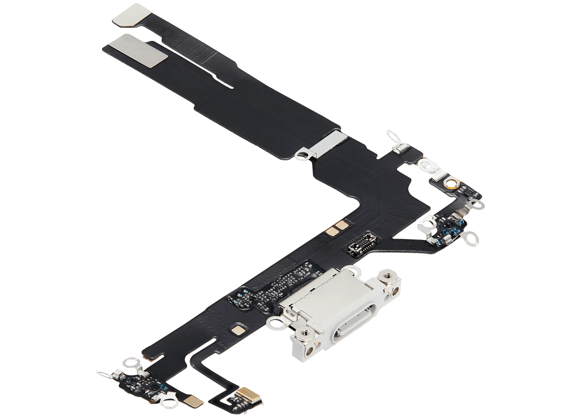 Charging Port Flex Cable For I Phone 16 (Aftermarket Plus) (White)