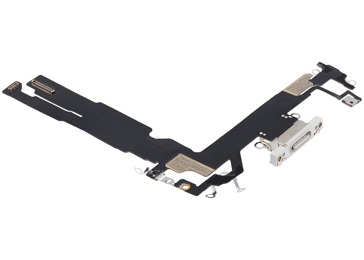 Charging Port Flex Cable For I Phone 16 (Aftermarket Plus) (White)