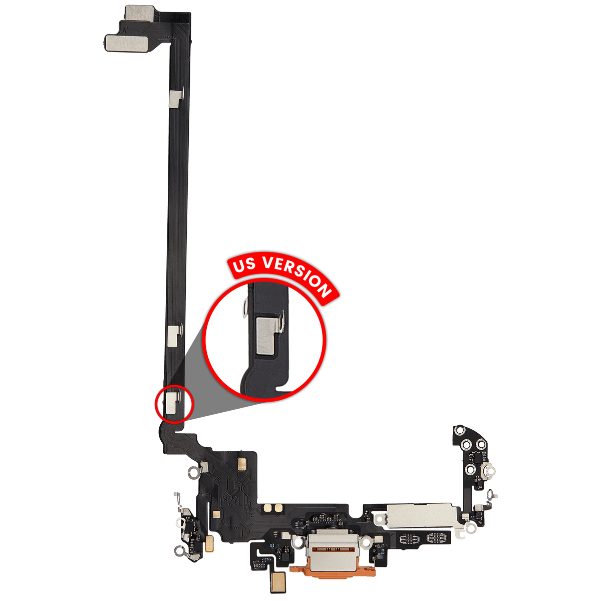 Charging Port Flex Cable For I Phone 17 Pro Max (Aftermarket Plus) (Us Version) (Cosmic Orange)