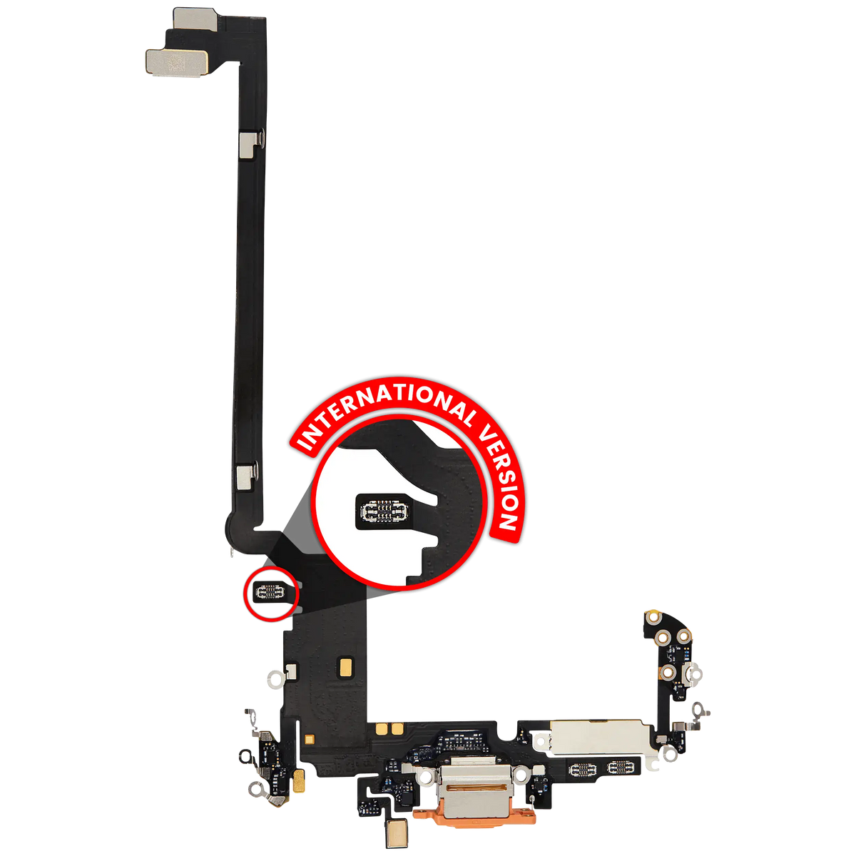 Charging Port Flex Cable For I Phone 17 Pro Max (Used Oem Pull) (International Version) (Cosmic Orange)