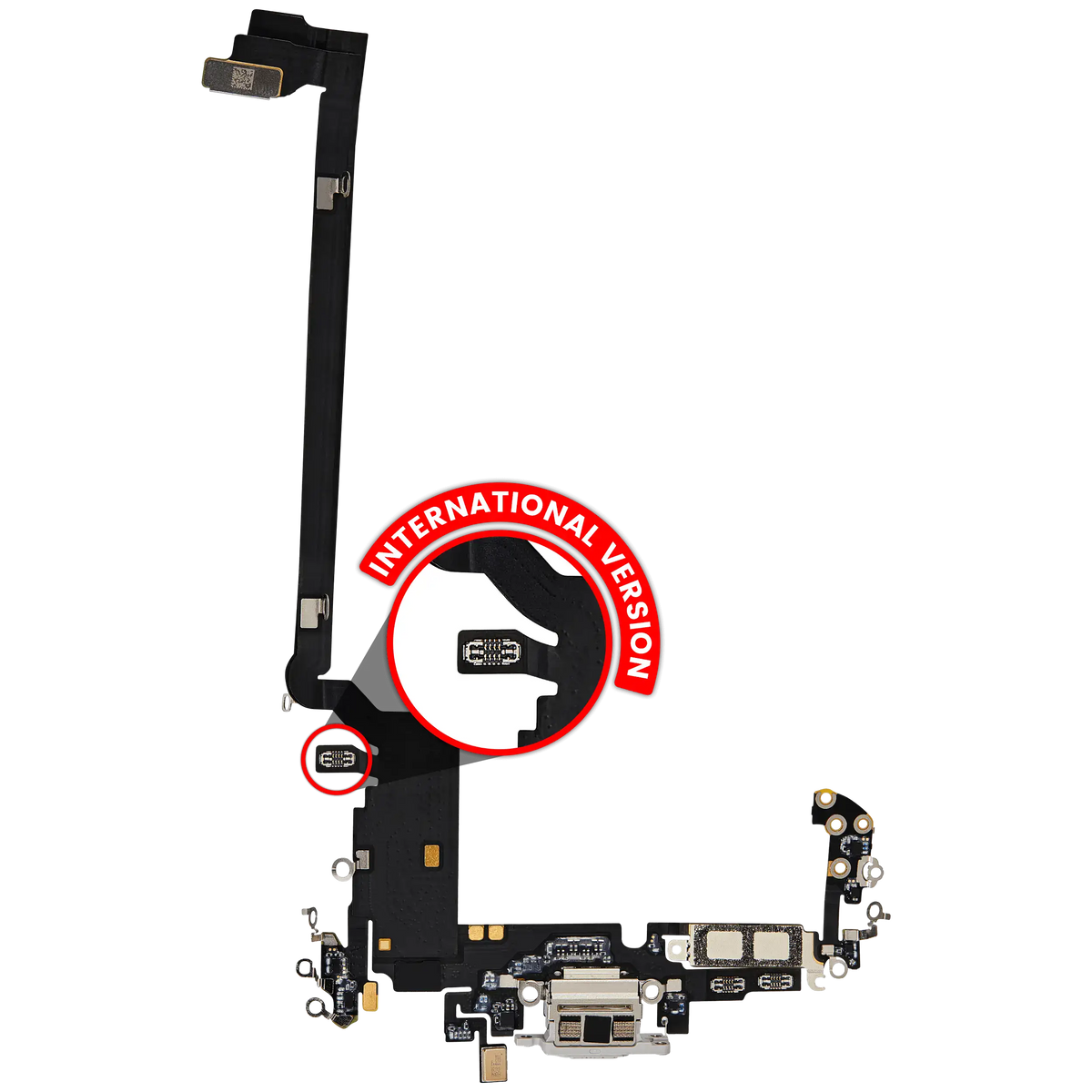 Charging Port Flex Cable For I Phone 17 Pro Max (Used Oem Pull) (International Version) (Silver)