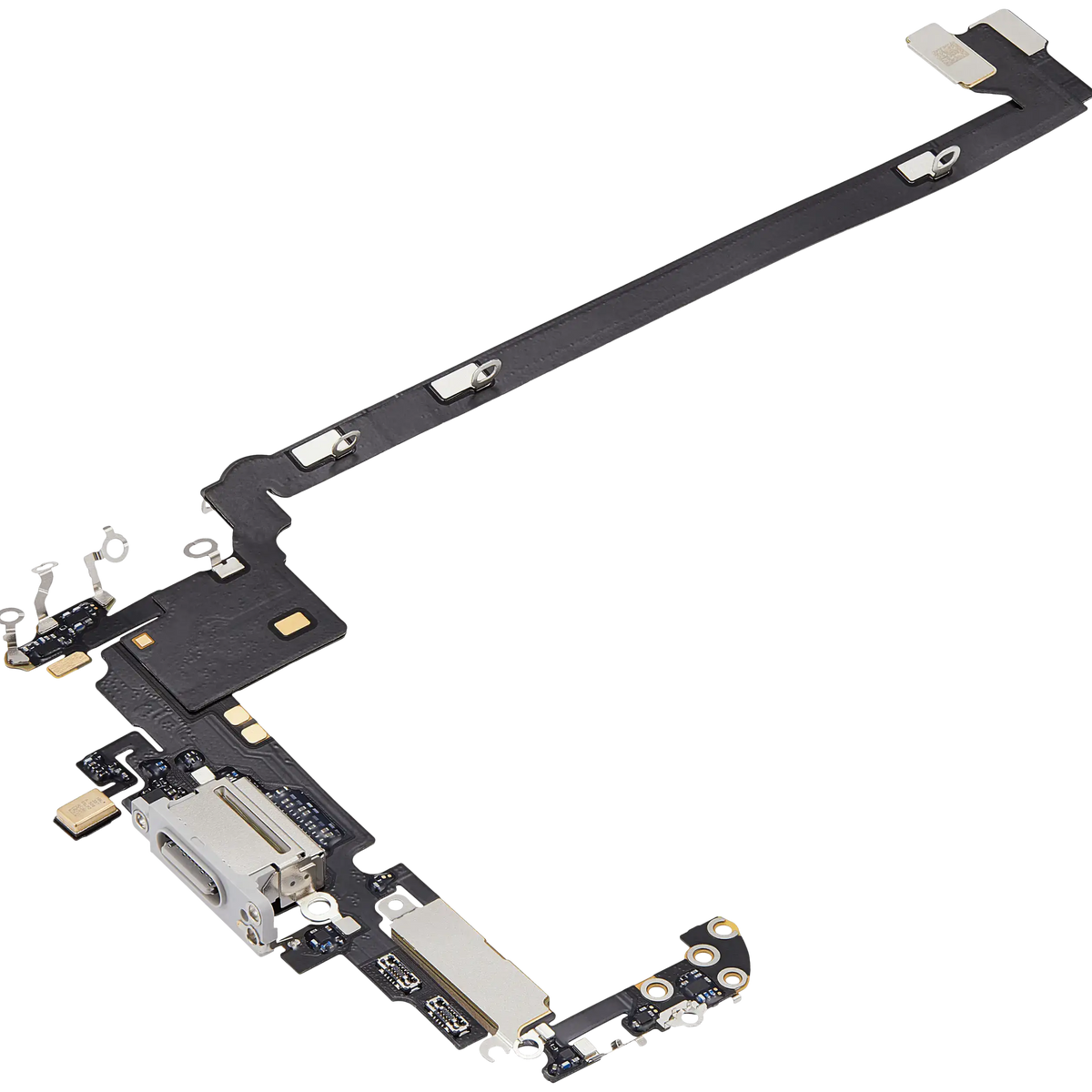 Charging Port Flex Cable For I Phone 17 Pro Max (Used Oem Pull) (Us Version) (Silver)