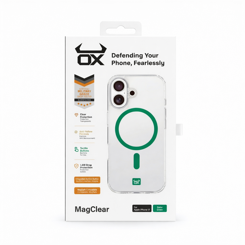 For Apple iPhone 17 OX MagClear With MagSafe Case - Gator Green