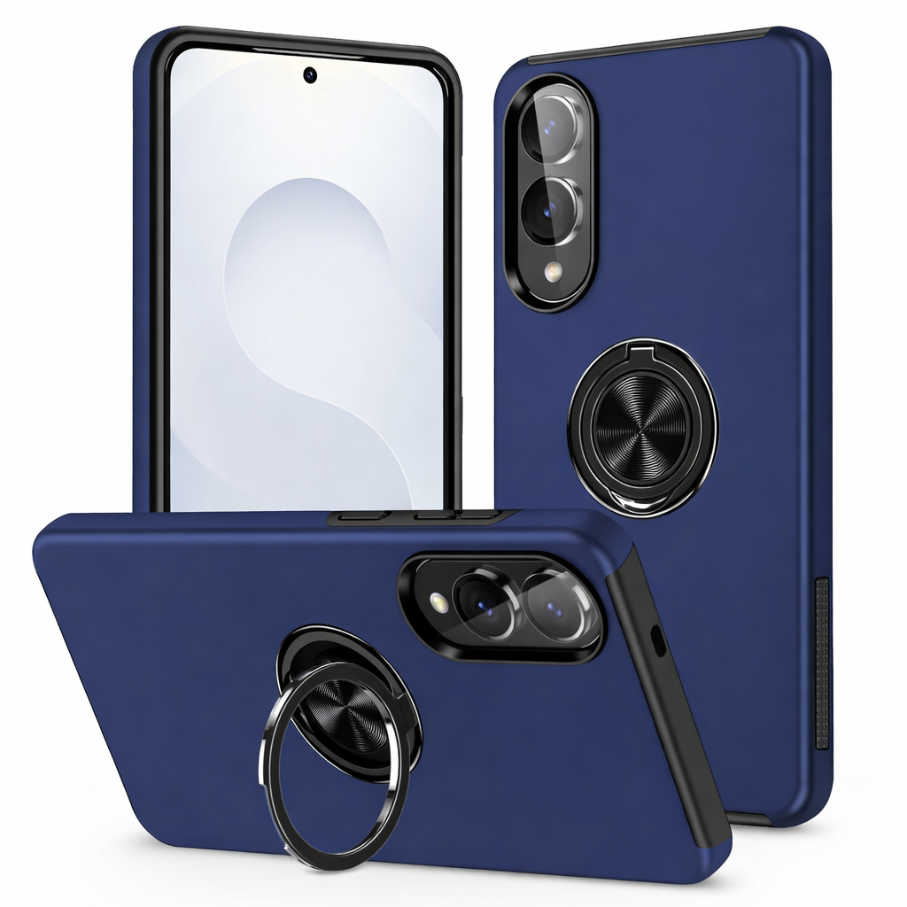 For Samsung Galaxy S25 Edge Dual Layer Invisible Ring Case Blue