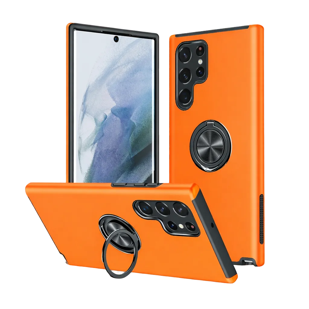 For Samsung Galaxy S26 Ultra Dual Layer Invisible Ring Case Orange