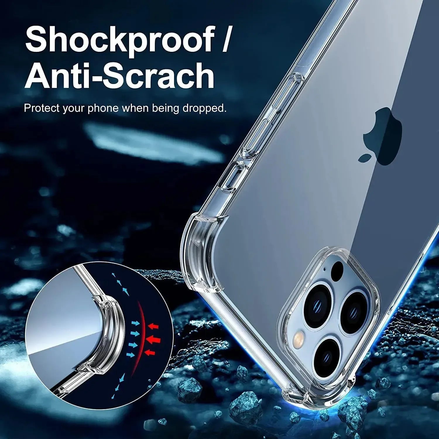 Clear Soft TPU Cover For Apple iPhone 13 Pro ShockProof Bumper Case