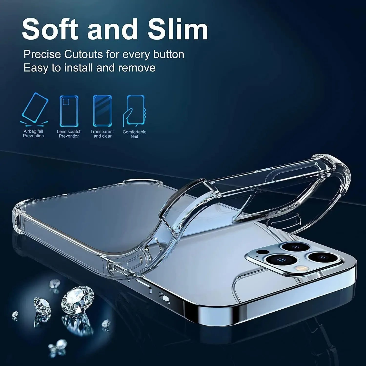 Clear Soft TPU Cover For Apple iPhone 13 Pro ShockProof Bumper Case