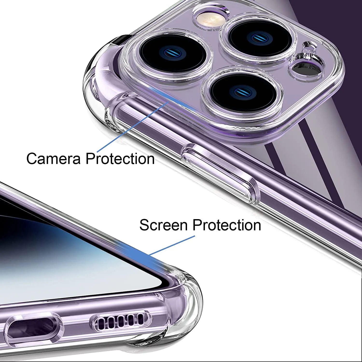 Clear Soft TPU Cover For Apple iPhone 14 Pro ShockProof Bumper Case