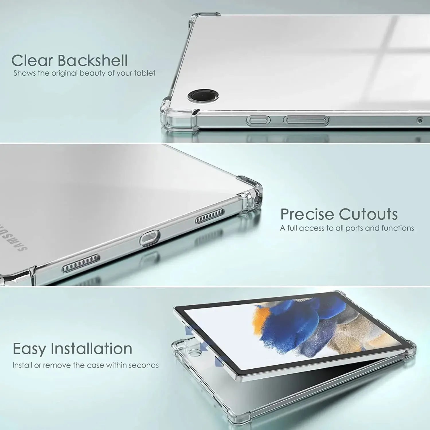Clear Soft TPU Cover For Samsung Galaxy Tab A8 10.5 2021 ShockProof Bumper Case