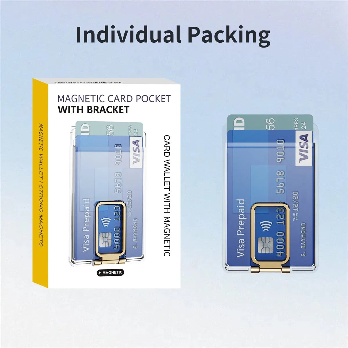 Crystal Magnetic Magsafe Card Holder With Bracket Gold