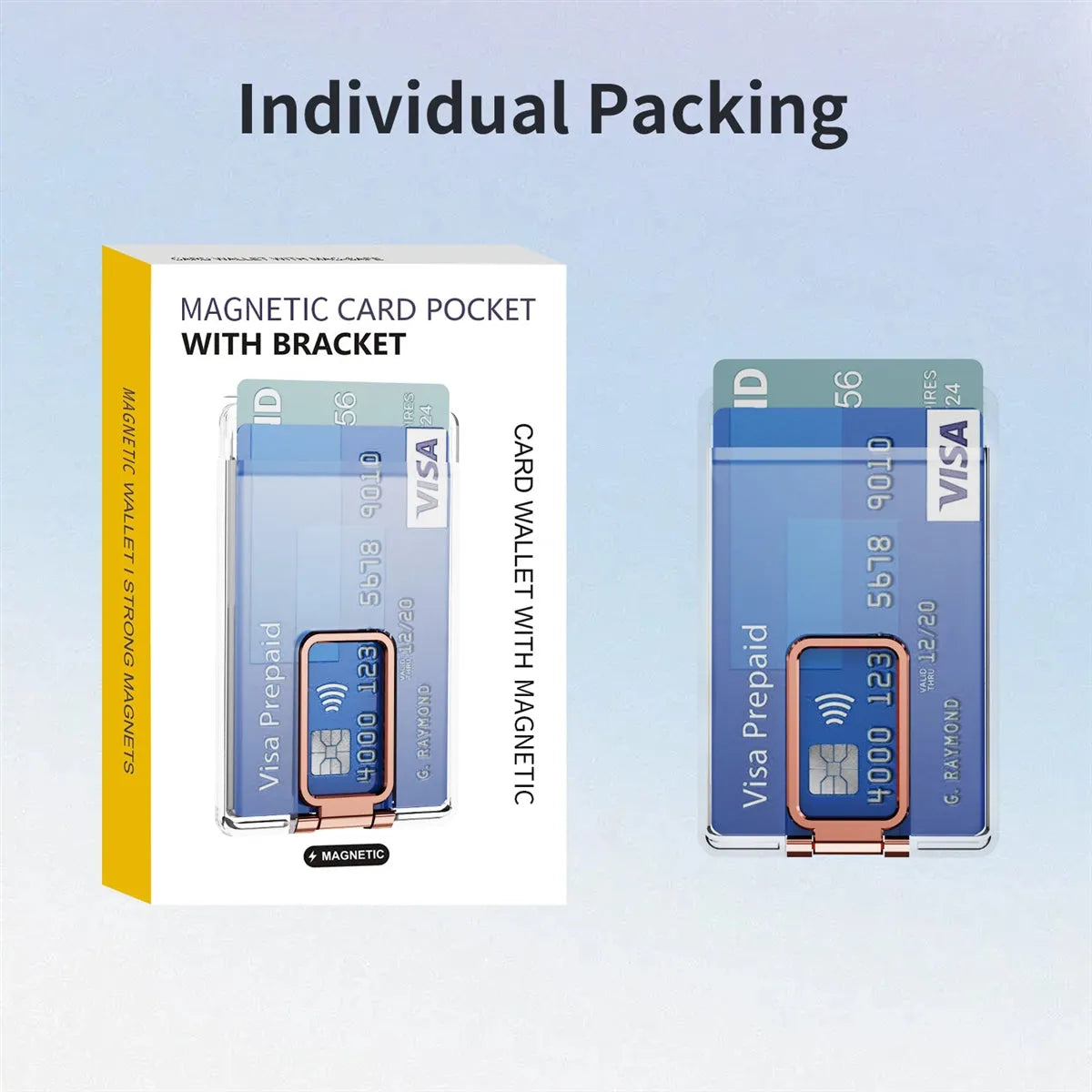 Crystal Magnetic Magsafe Card Holder With Bracket Rose Gold