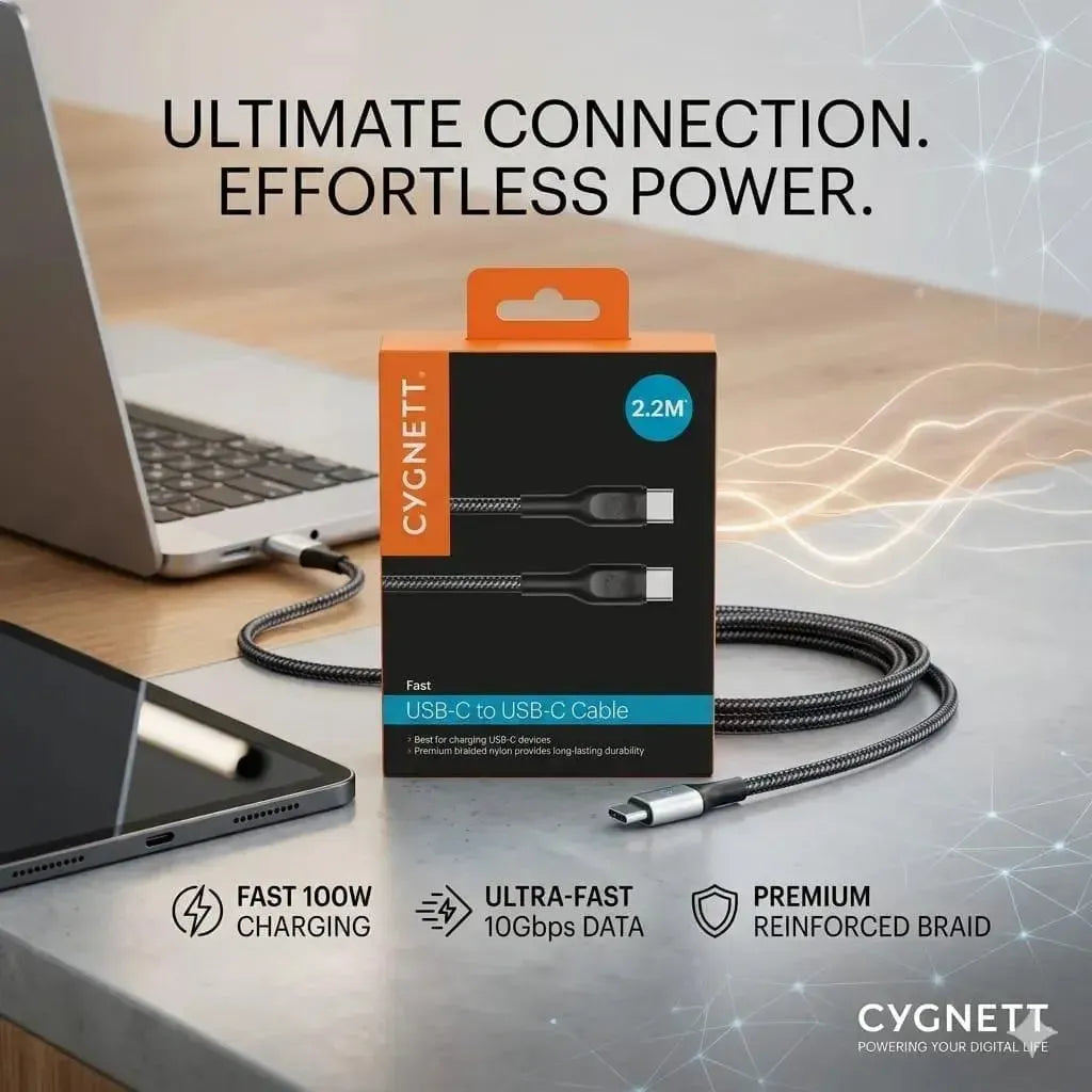 Cygnett CY3728PCUSA Braided C-C Power Cable 2.2m Black