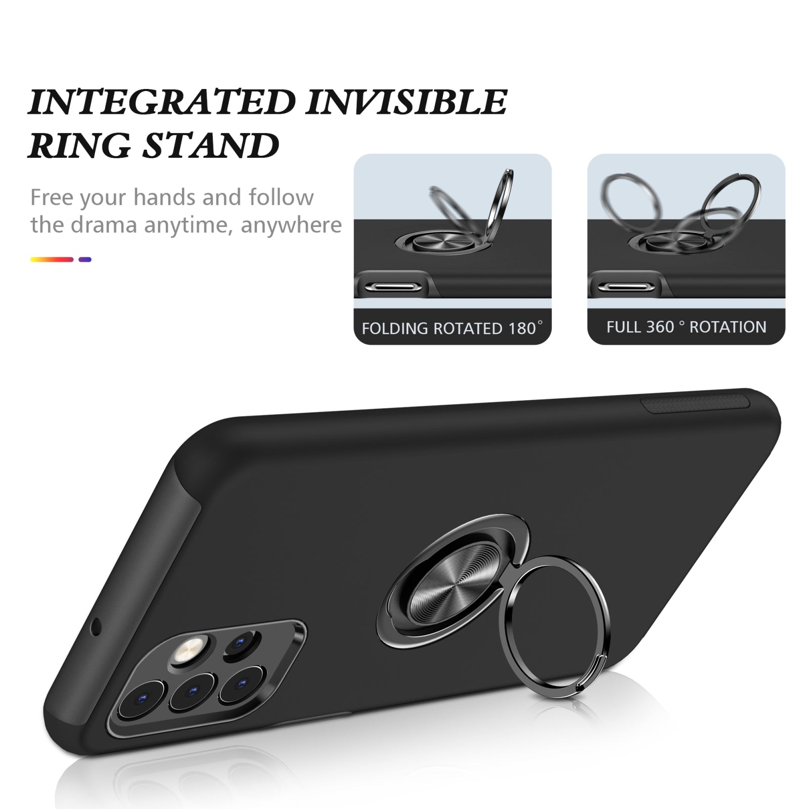 For Samsung Galaxy A26 5G Dual Layer Invisible Ring Case Black