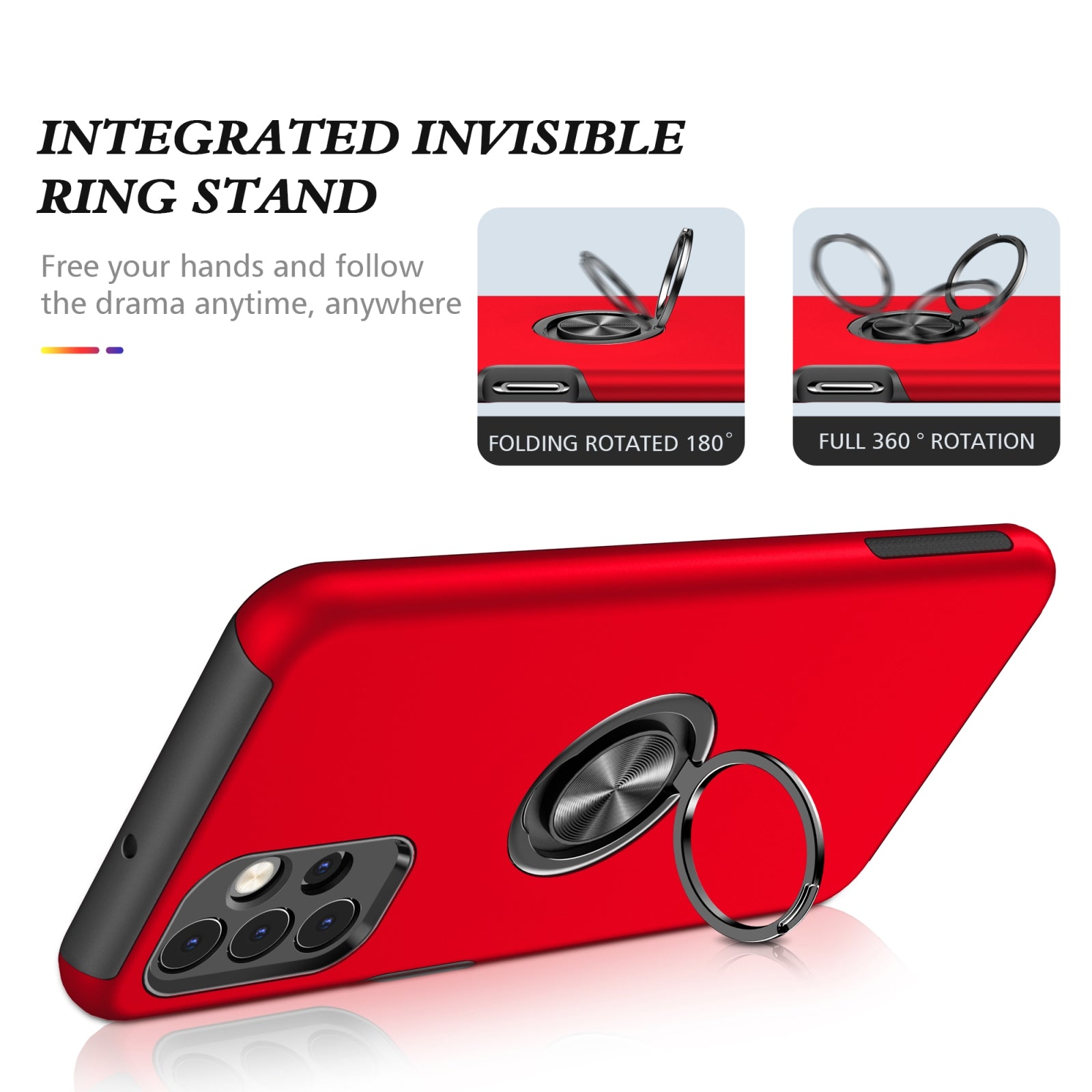 For Samsung Galaxy A26 5G Dual Layer Invisible Ring Case Red